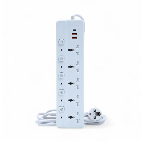 Power Extension 5 Sockets Individual Switches with USB Type C