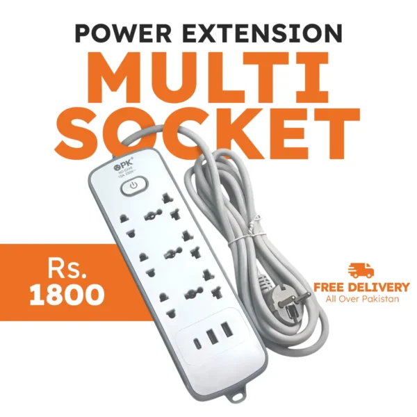Multi Socket Power Extension with 2 USB & 1 Type C Port